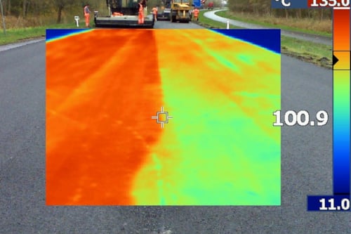 Thermocamera bij aanleg asfaltverharding