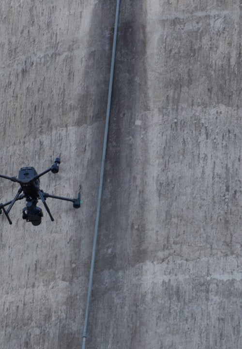 Spotscal drone performing drone inspection using 3D image processing
