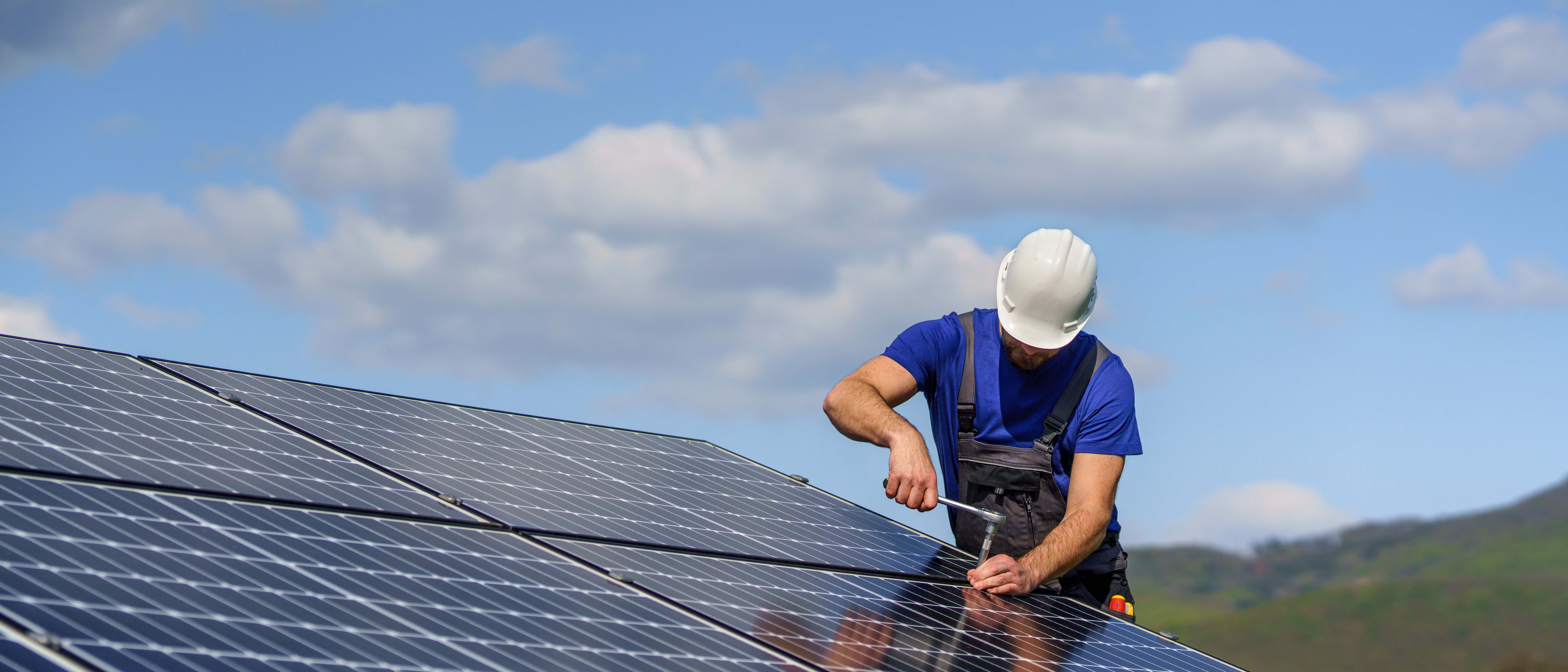 Inspector at work at wind turbines
